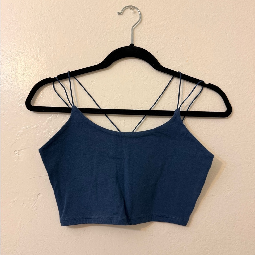 Blue Spaghetti Strap Crop Top